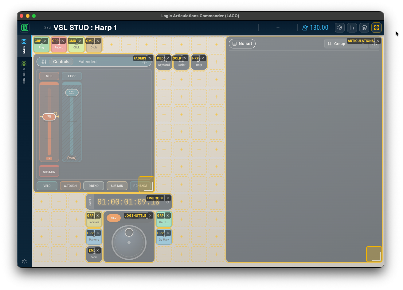 LACO edit mode showing the drag-and-drop widget layout