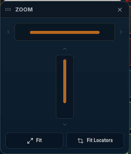 Zoom widget showing a vertical zoom fader with Fit shortcuts